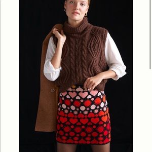 Anthropologie Maeve Slim Hearts Sweater Skirt